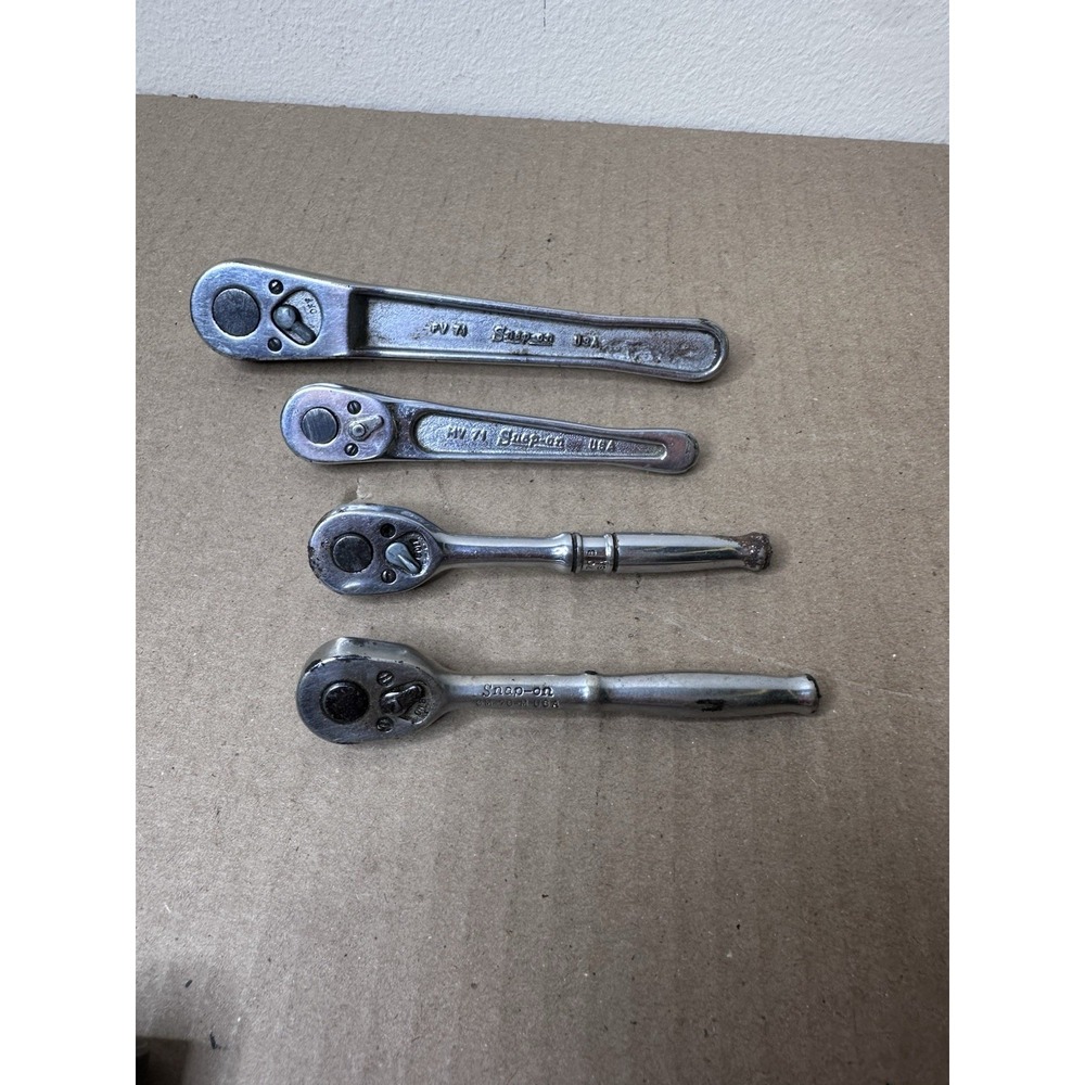 Vintage Snap-On Ratchet Lot 4pc FV70 MV71 GM70M M70B USA 1/2 3/8 1/4 Drive